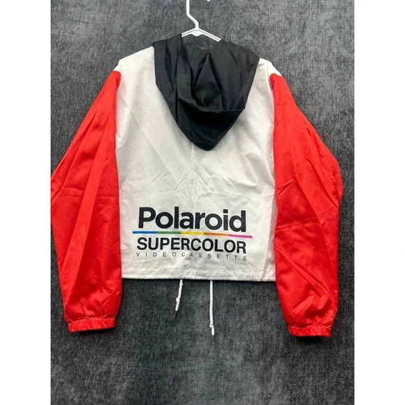 Polaroid Windbreaker Jacket Men Medium Multicolor Supercolor Hooded Drawcord Hem - Picture 2 of 16